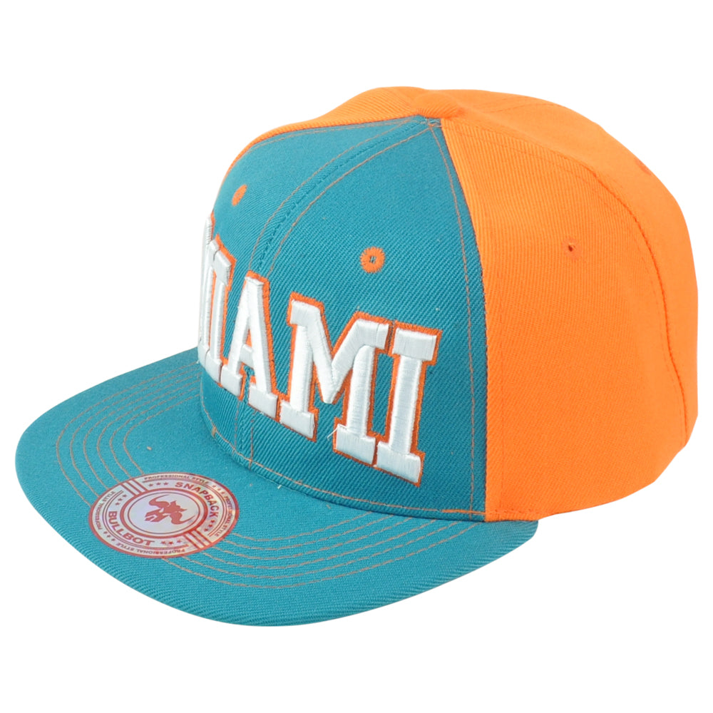 Miami City Florida USA Two Tone Flat Bill Snapback Adjustable Adult Men Hat Cap