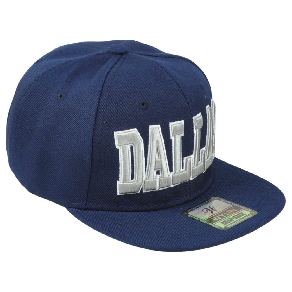 Dallas City Texas TX Navy Gray Flat Bill Snapback Adjustable Adults Men Hat Cap