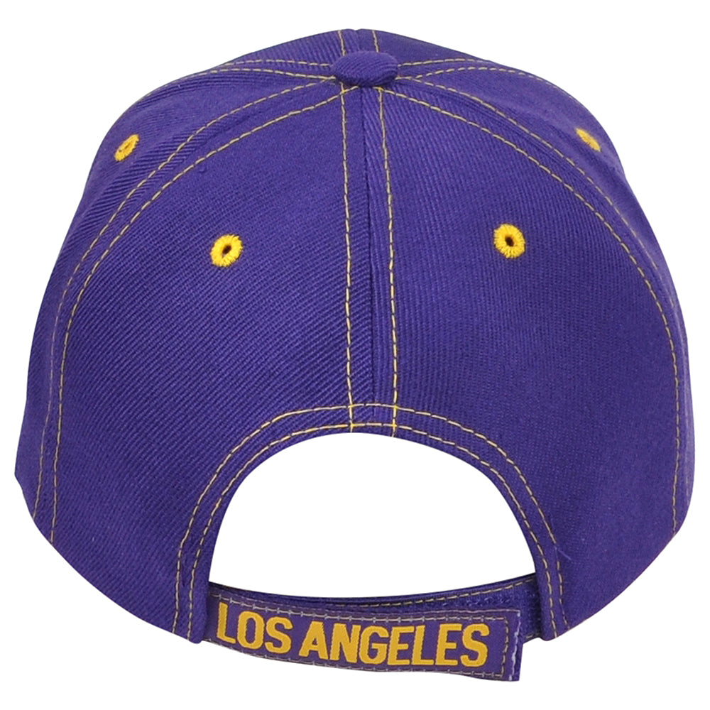 Los Angeles California USA Purple Yellow Curved Bill Adjustable Adults Hat Cap