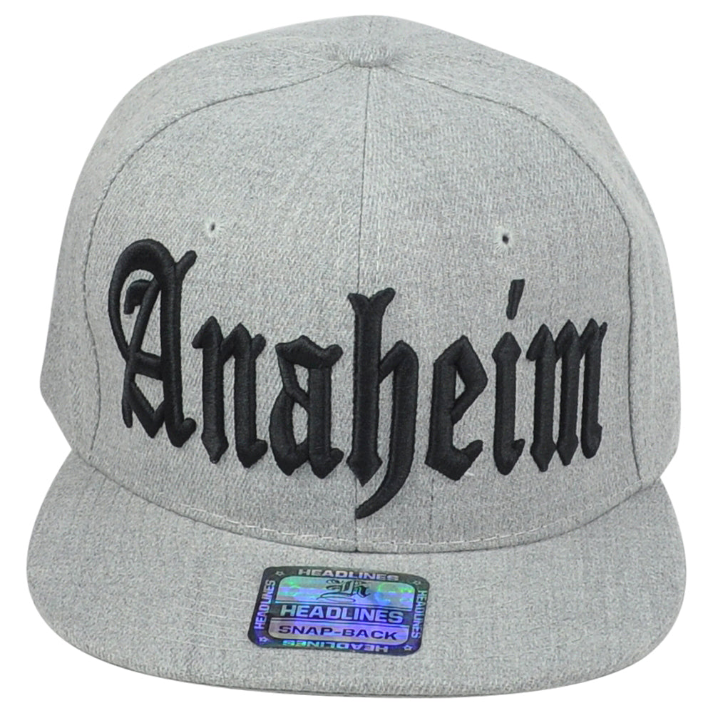 Anaheim City California CA Heather Gray Flat Bill Snapback Adjustable Hat Cap