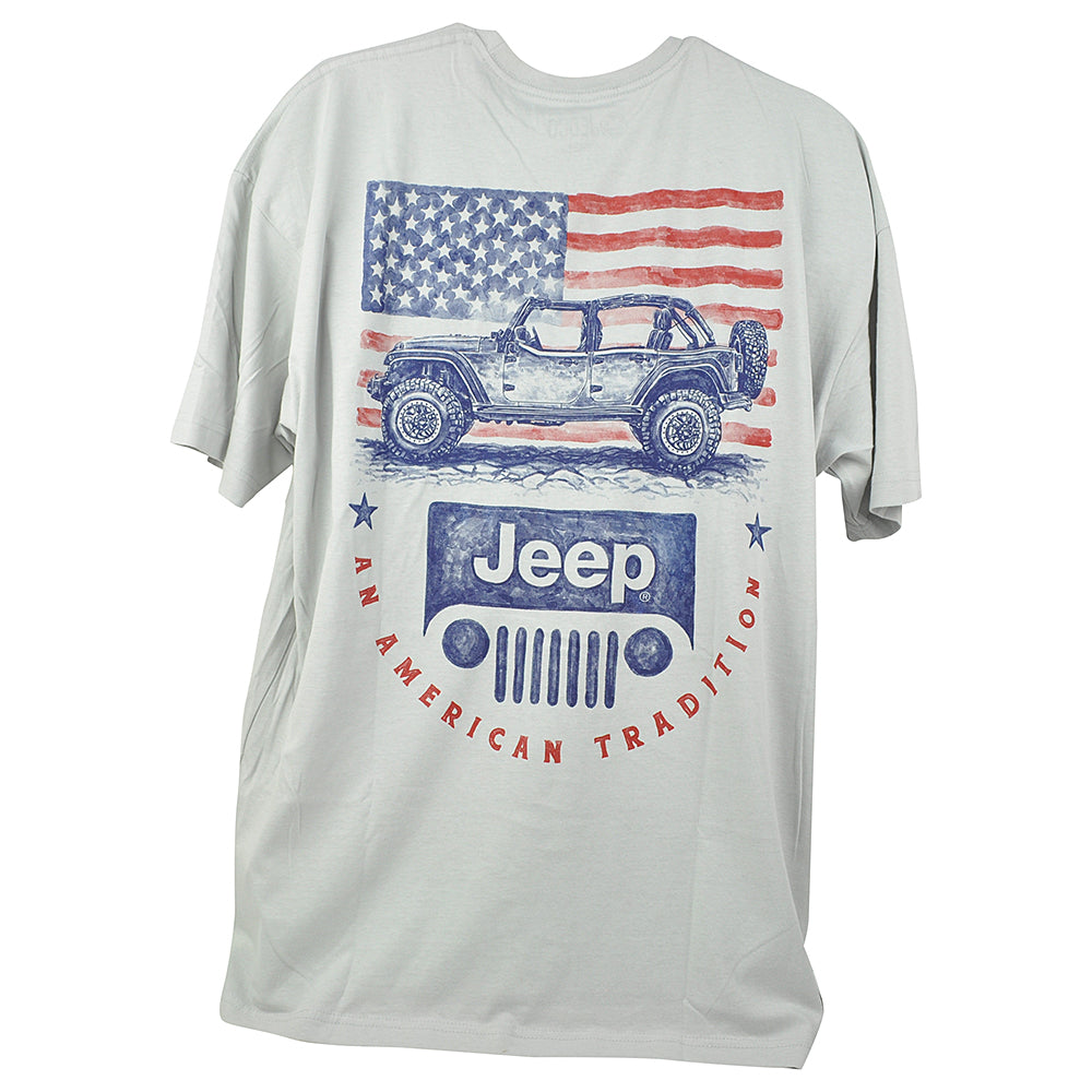 Jeep Logo Grey Short Sleeve American Tradition Brand Crew Tshirt Tee