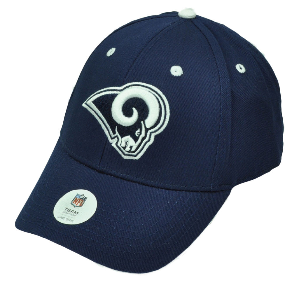 NFL St Louis Rams Navy Blue White Hat Cap Adjustable Game Day Curved Bill