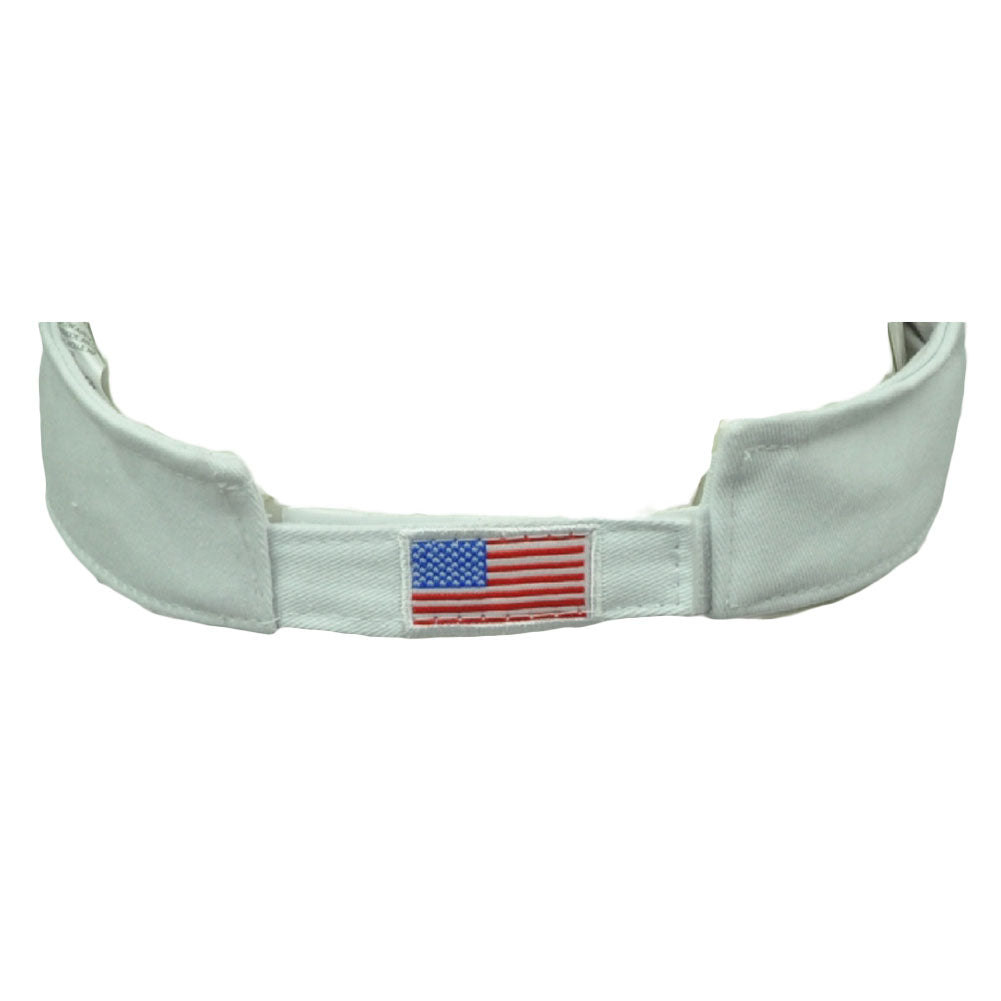 United States Ribbon Flag USA White Sun Visor Hat Curved Bill Adjustable America