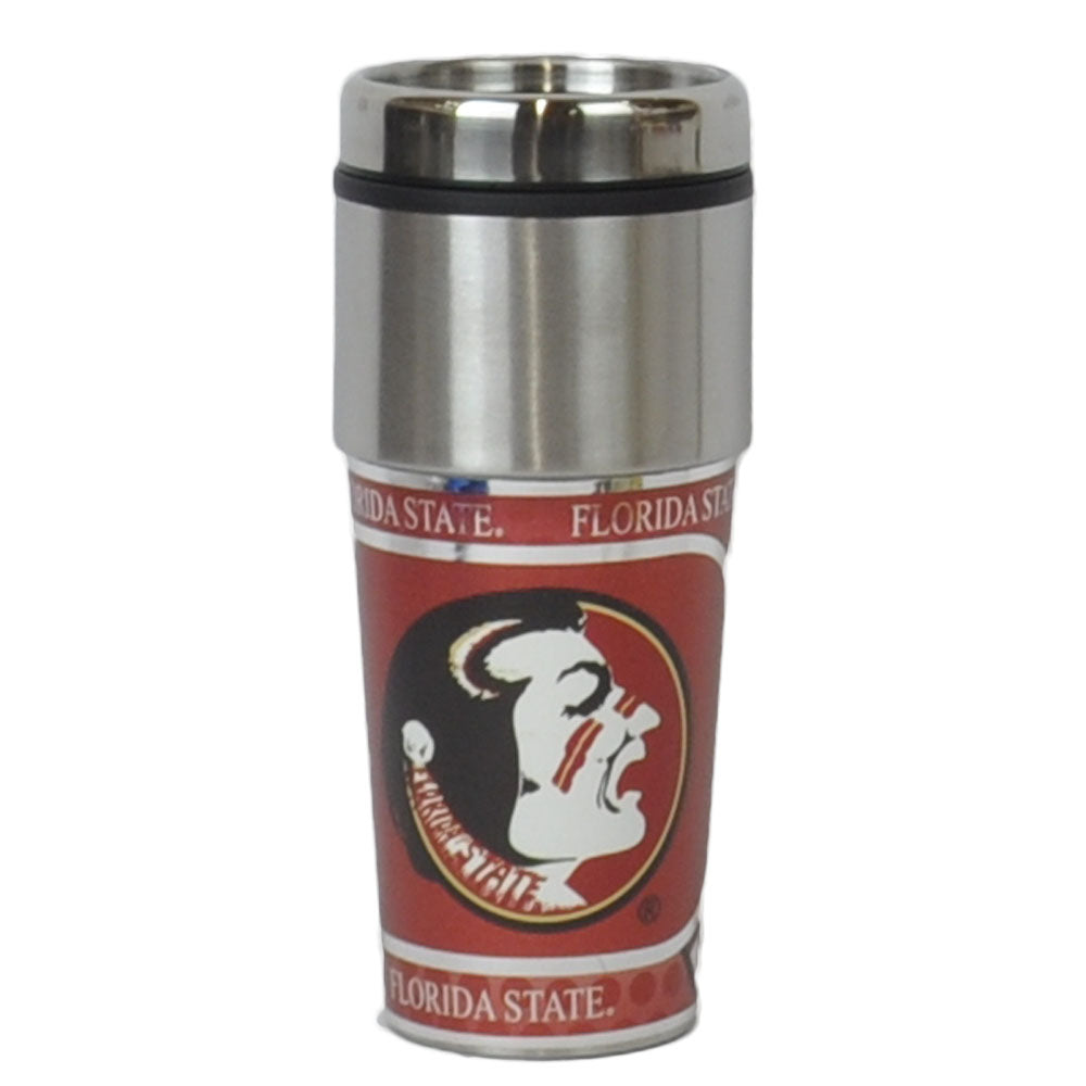 NCAA Florida Seminoles 16 oz Travel Tumbler Metallic Graphics Logo Cup Beverage