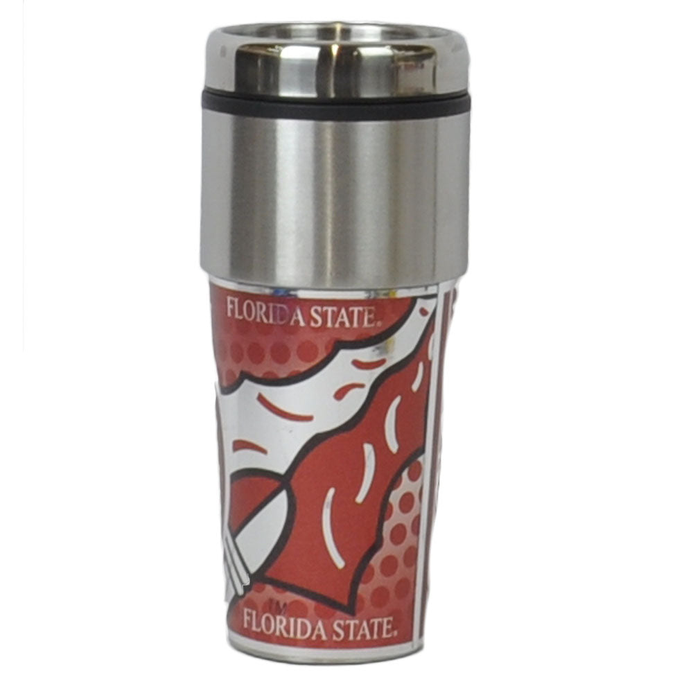 NCAA Florida Seminoles 16 oz Travel Tumbler Metallic Graphics Logo Cup Beverage
