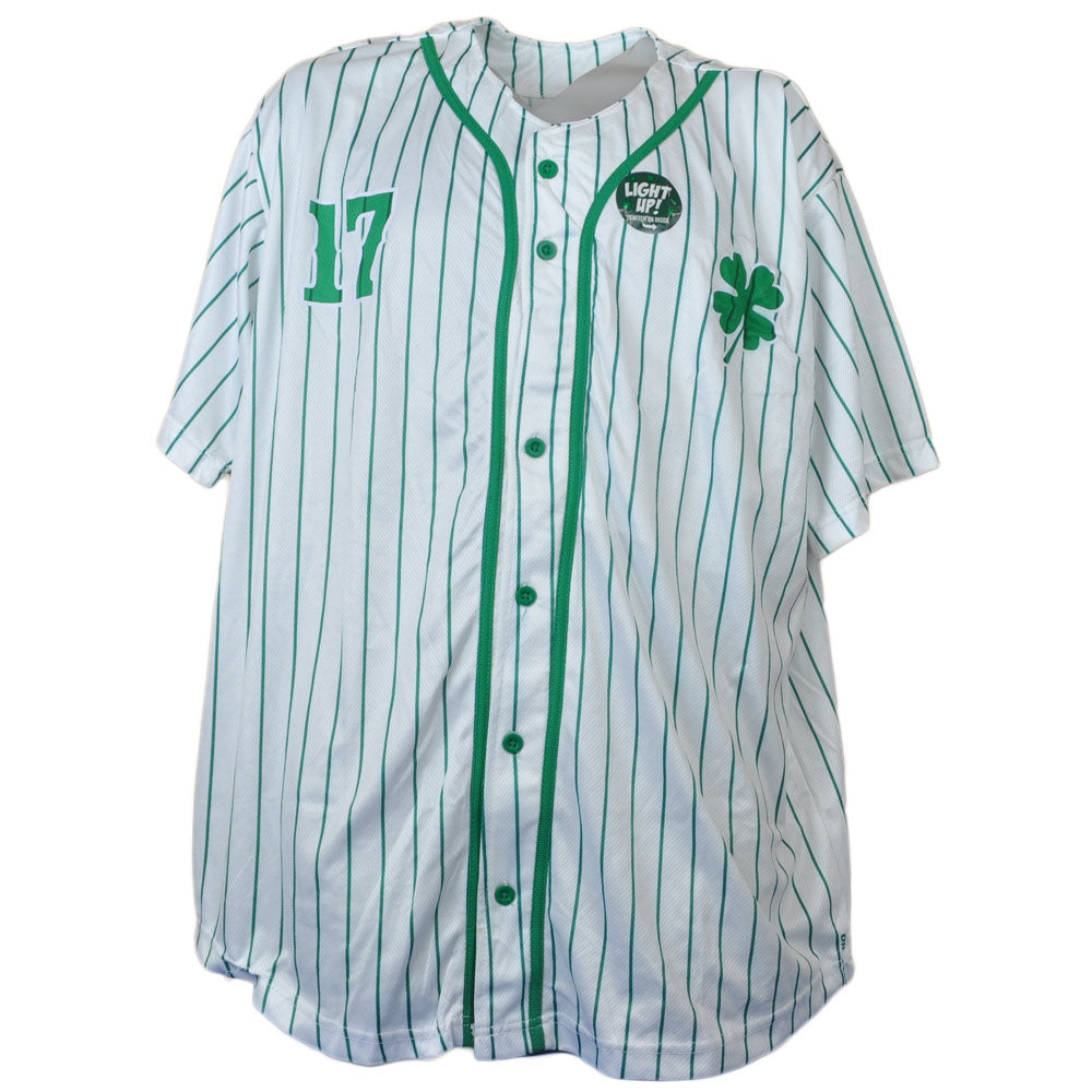 SPencers Saint Patrick Day Clover Wasted #17 Light Up Jersey White Men