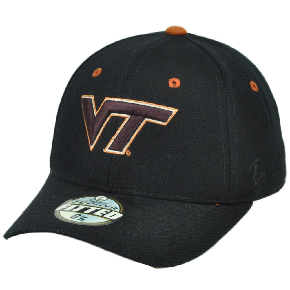 NCAA Original Zephyr Virginia Tech Hokies Black Fitted Hat Cap Curved Bill VT