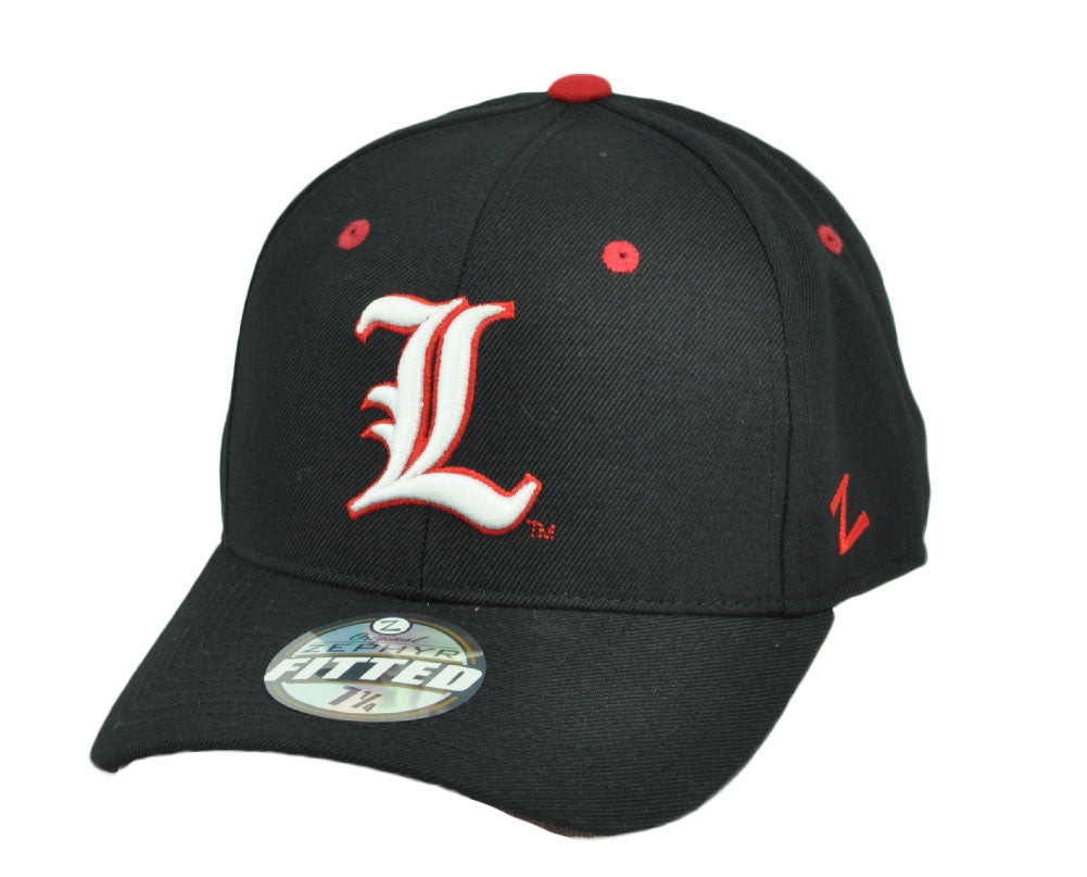 NCAA Original Zephyr Louisville Cardinals Black Hat Cap Fitted Curved Bill