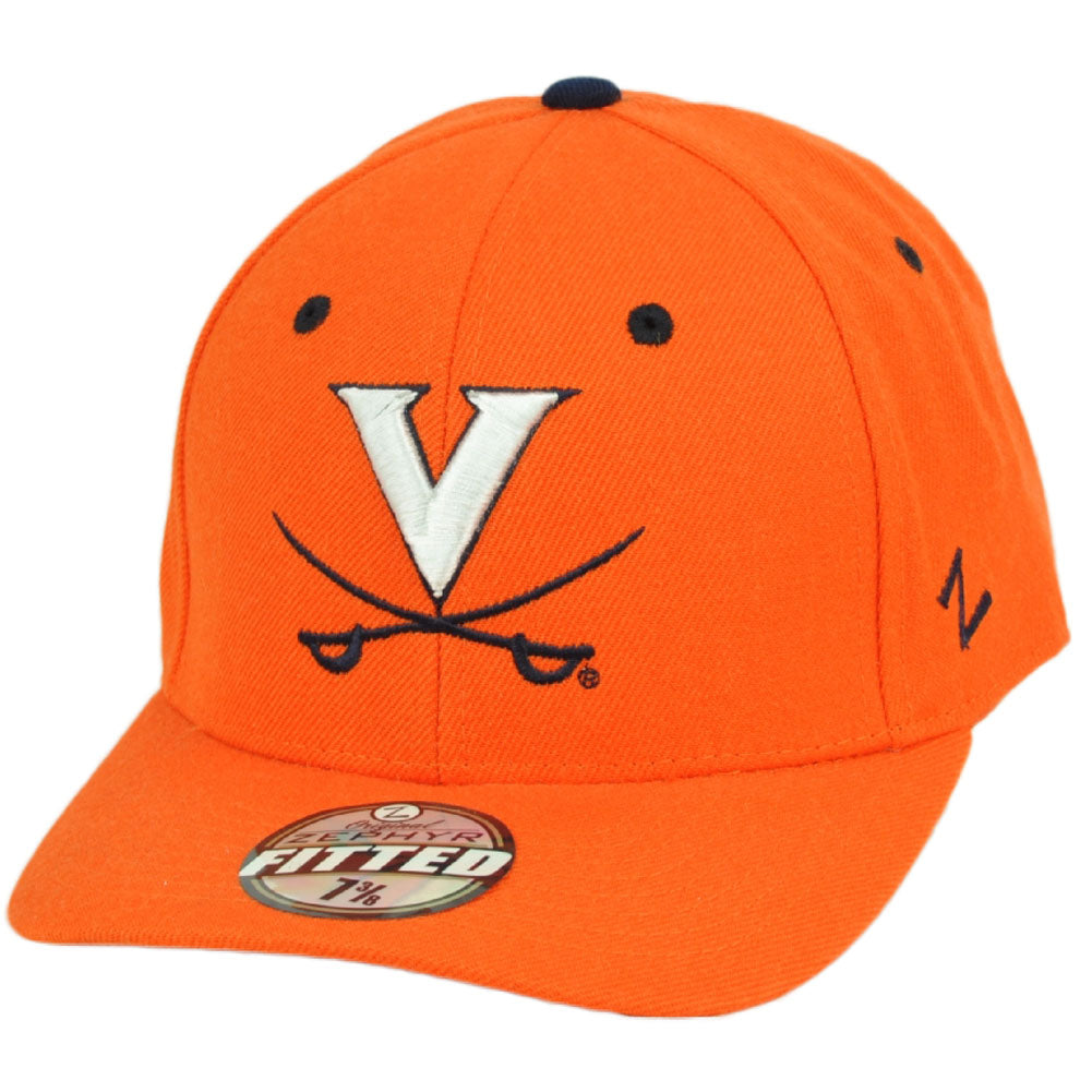 NCAA Original Zephyr Virginia Cavaliers Orange Hat Cap Fitted Size Curved Bill