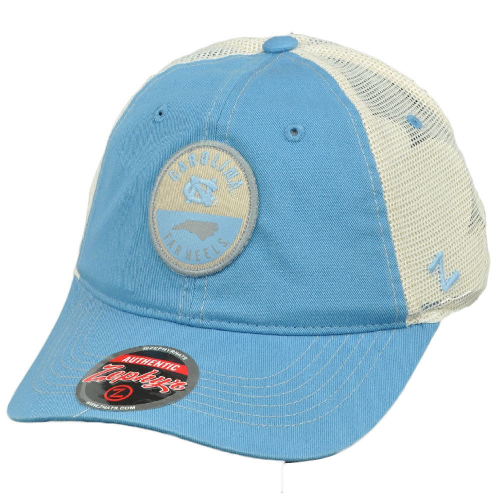 NCAA Zephyr North Carolina Tar Heels Blue Mesh Snapback Hat Cap Relaxed Wash
