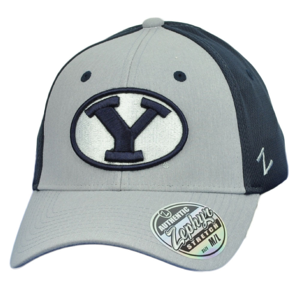 NCAA Zephyr Brigham Young Cougars Flex Fit Hat Cap Curved Bill Navy