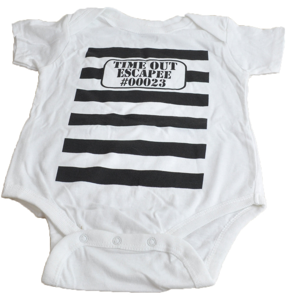 Time Out Escapee #00023 Funny Authentic Spencer Fashion Baby Body Suit White 6M