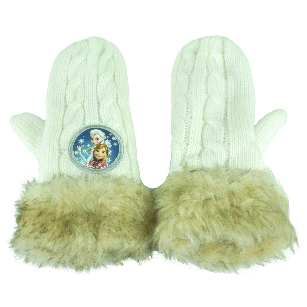 Disney Frozen Anna Elsa Girls Youth Faux Fur Mittens Winter Mitts Gloves Fleece