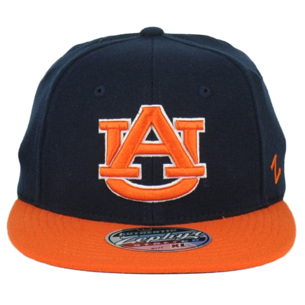 NCAA Zephyr Auburn Tigers Fitted Two Tone Stretch Flat Bill Hat Cap