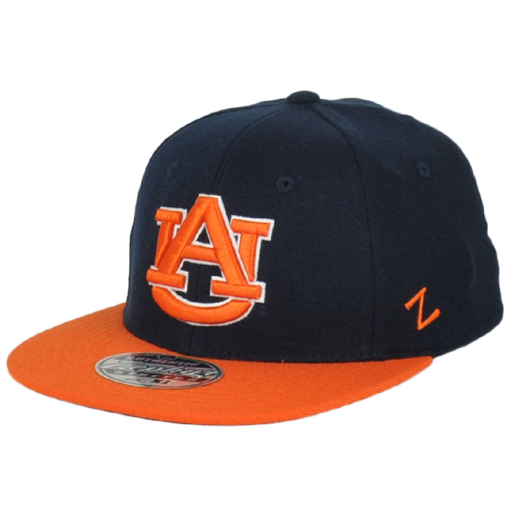 NCAA Zephyr Auburn Tigers Fitted Two Tone Stretch Flat Bill Hat Cap