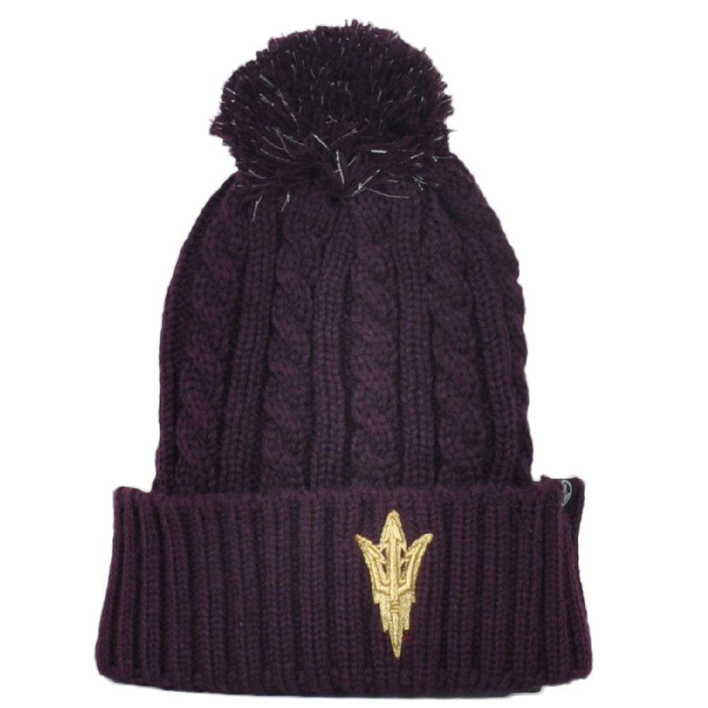 NCAA Zephyr Arizona Sun Devils Crochet Winter Pom Pom Cuffed Knit Beanie Hat