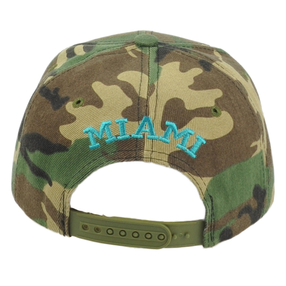 Miami City Florida USA Camo Turquoise Flat Bill Snapback Adjustable Adul Hat Cap