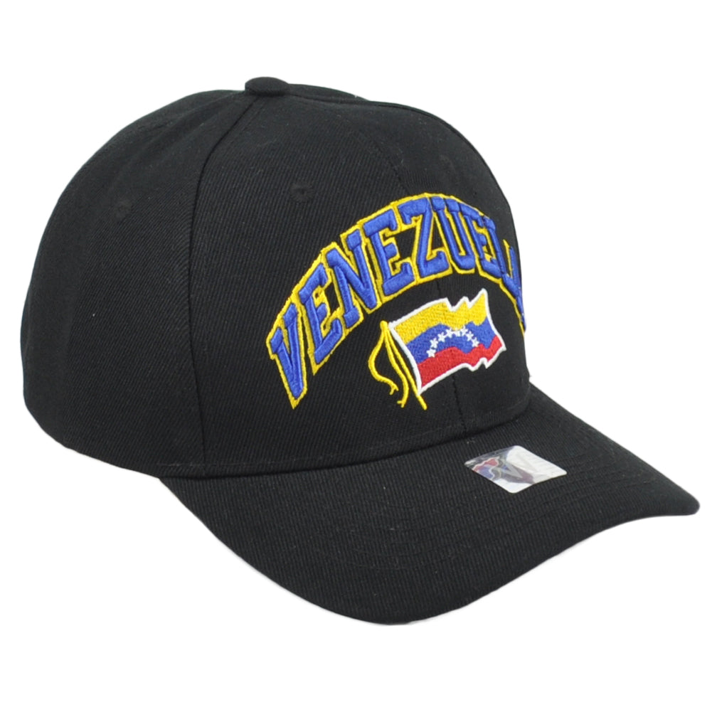 Venezuela South America Country Black Curved Bill Adjustable Adults Men Hat Cap