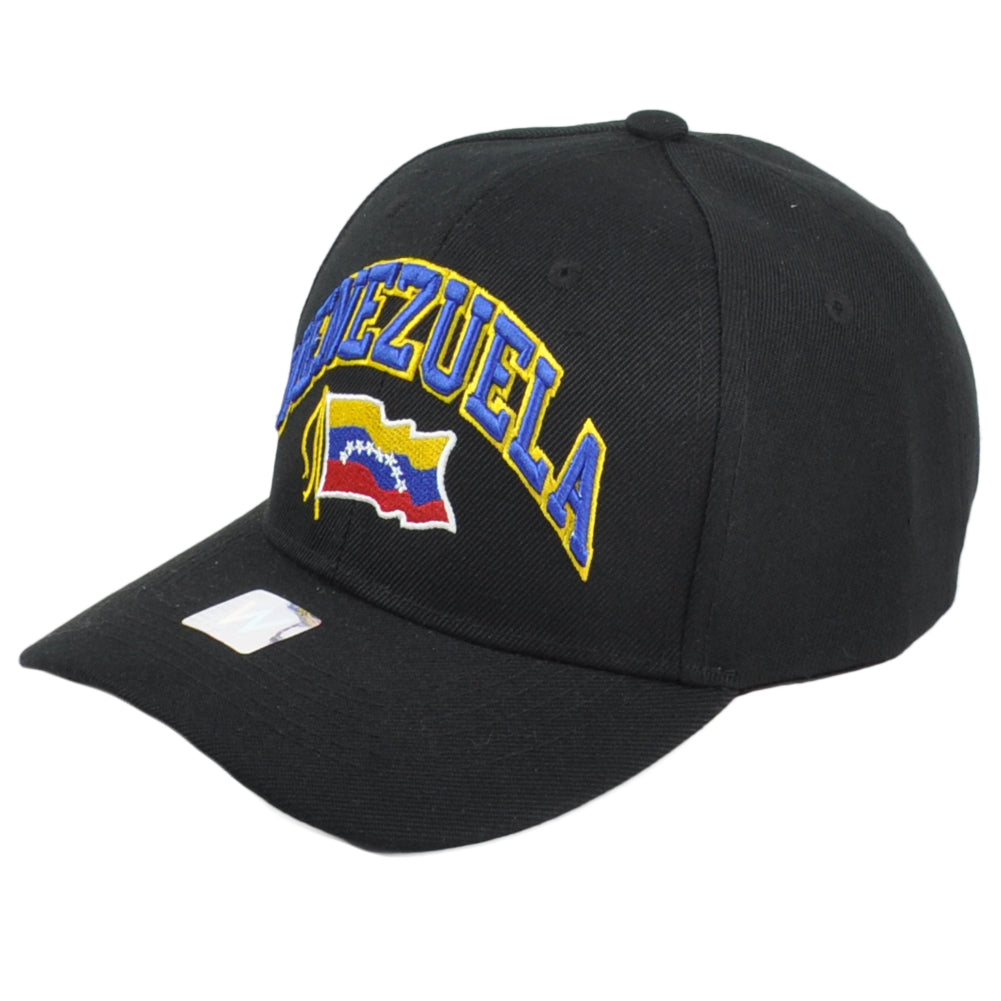 Venezuela South America Country Black Curved Bill Adjustable Adults Men Hat Cap