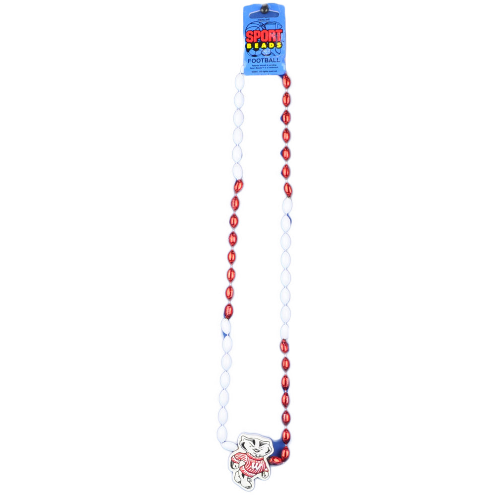 NCAA Wisconsin Badgers Sport Beads College Football Game Mardi Gras Necklace