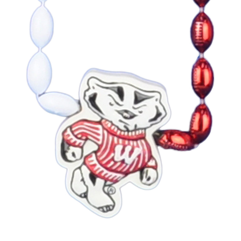 NCAA Wisconsin Badgers Sport Beads College Football Game Mardi Gras Necklace