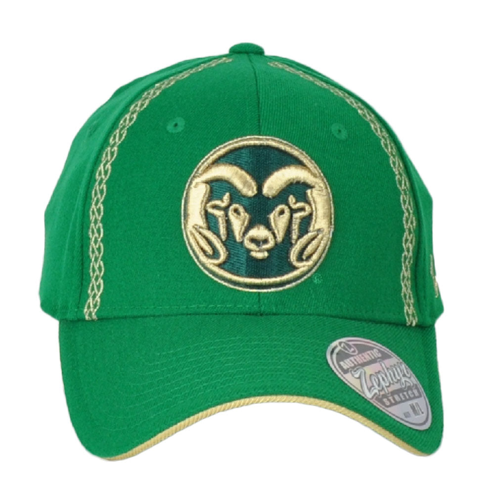 NCAA Zephyr Colorado State Rams Green Flex Fit Stretch Hat Cap
