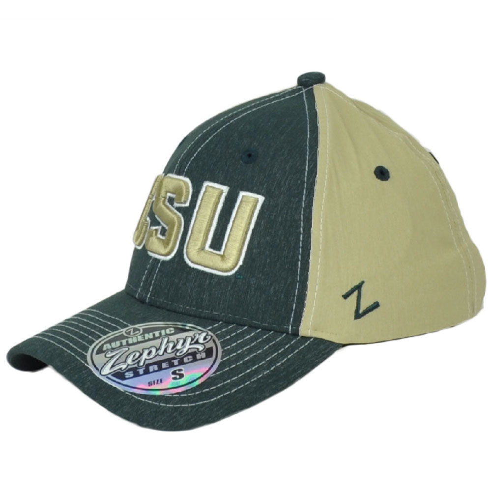 NCAA Zephyr Colorado State Rams Two Tone Fitted Stretch Curved Hat Cap