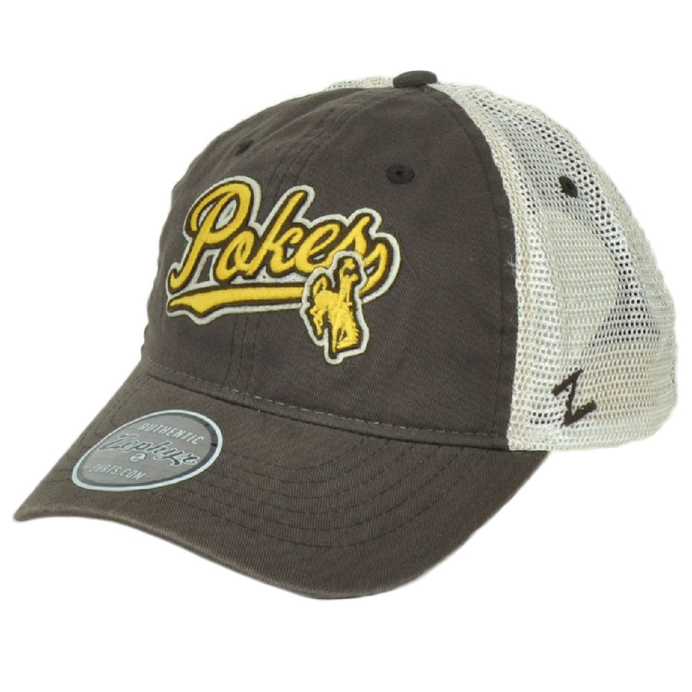 NCAA Zephyr Wyoming Cowboys Pokes Two Tone Mesh Curved Bill Adjustable Hat Cap