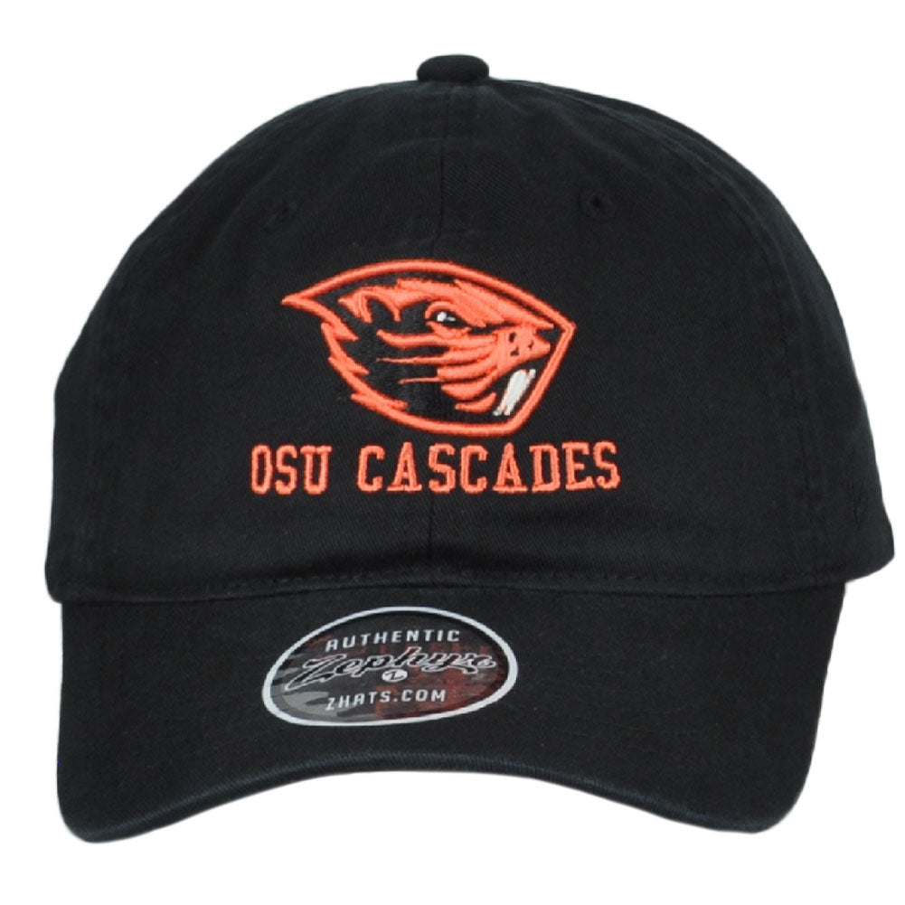 NCAA Zephyr Oregon State Beavers Black Relaxed Curved Bill Adjustable Hat Cap