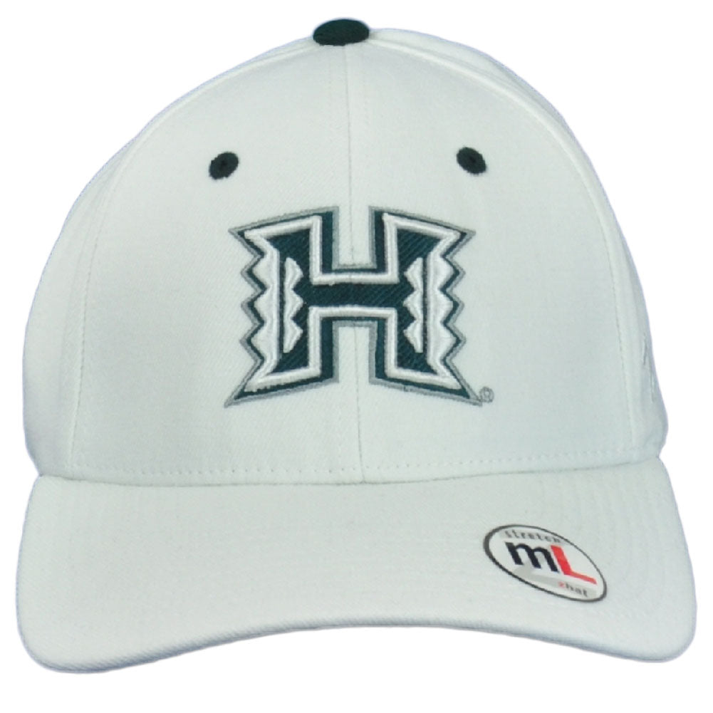NCAA Zephyr Hawaii Warriors White Flex Fit Stretch Curved Hat Cap