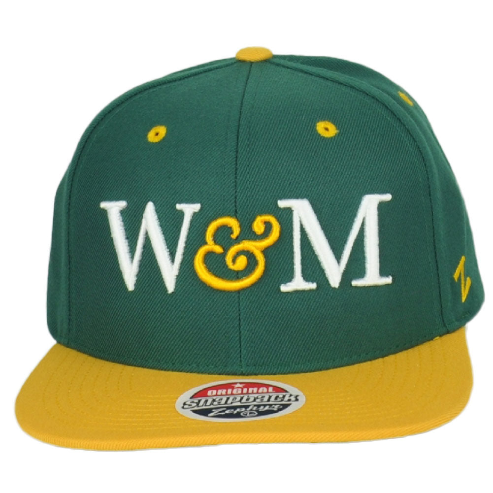 NCAA Zephyr William & Mary Tribe Structured Snapback Adjustable Flat Bill Hat Ca