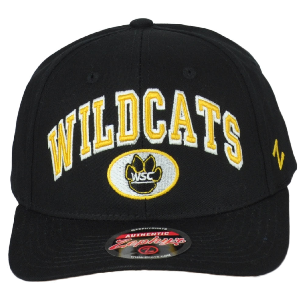NCAA Zephyr Wayne State Wildcats Structured Snapback Adjustable Black Hat Cap