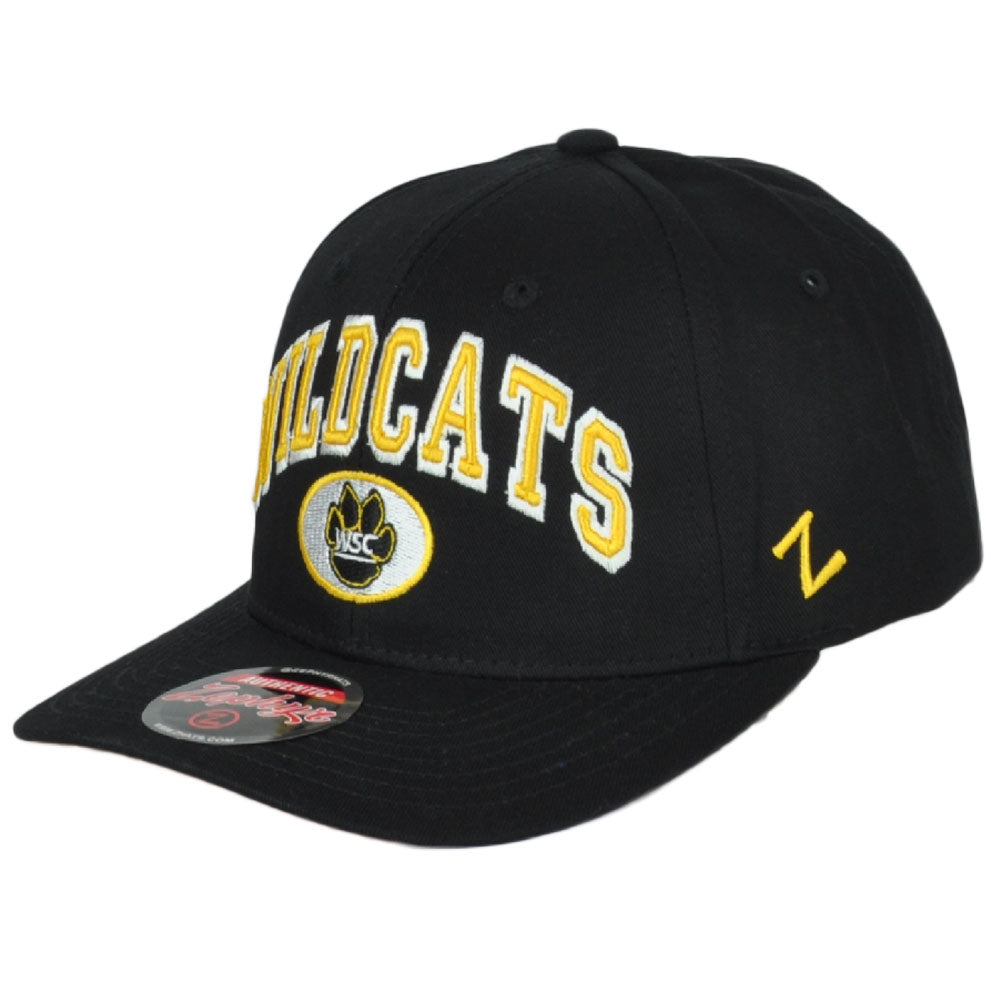 NCAA Zephyr Wayne State Wildcats Structured Snapback Adjustable Black Hat Cap