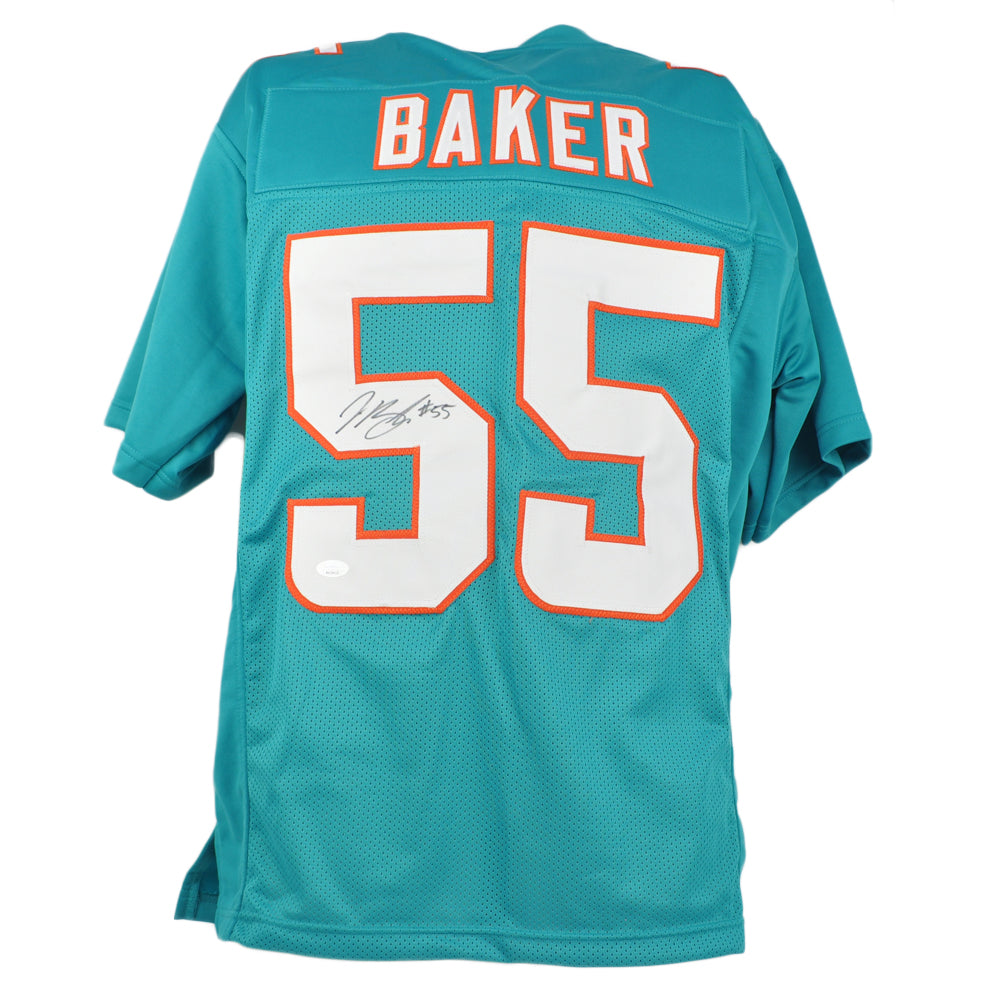NFL Miami Dolphins Jerome Baker #55 Jersey Replica Signed Teal JSA Card