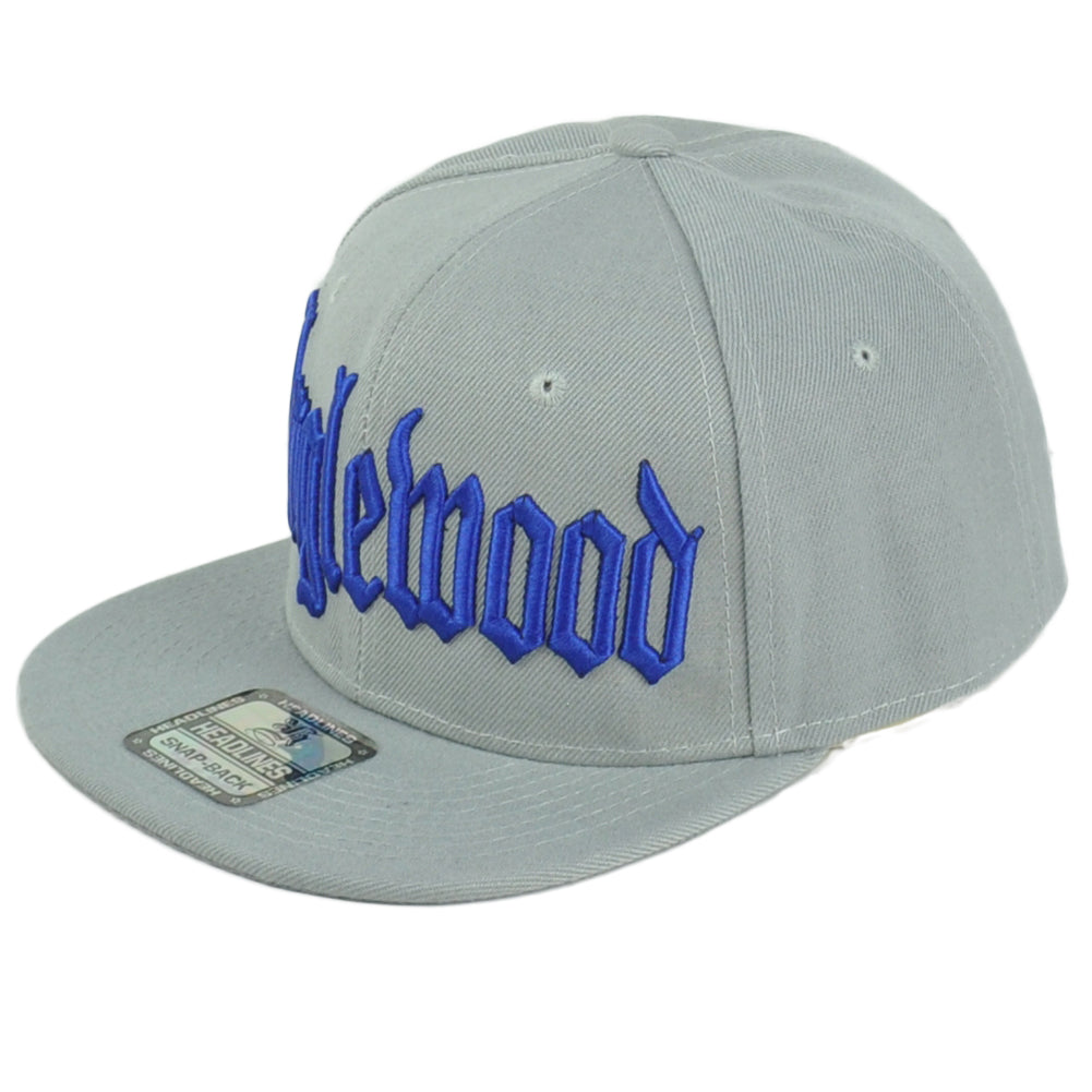 Inglewood City California CA Light Gray Flat Bill Snapback Adjustable Hat Cap