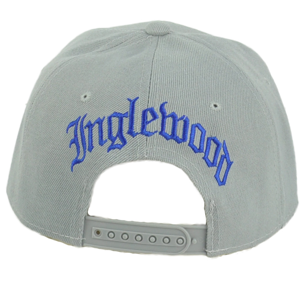 Inglewood City California CA Light Gray Flat Bill Snapback Adjustable Hat Cap