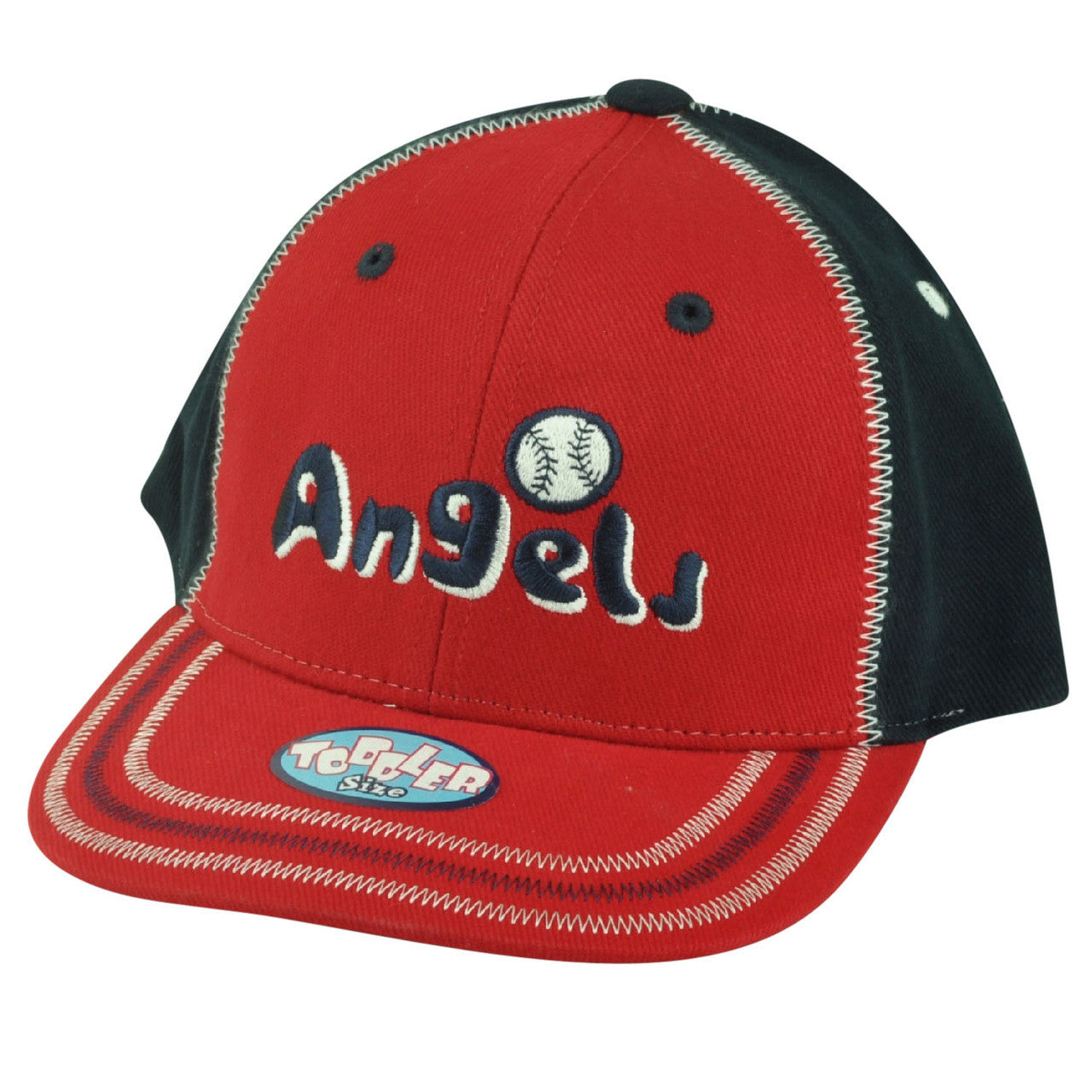 MLB Los Angeles Angels Toddler Boy Stitch Hat Cap Adjustable Two Tone Red