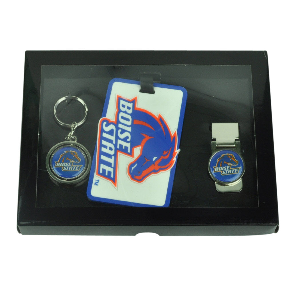 NCAA Boise State Broncos Key Chain Money Clip Id Holder Men Gift Set Blue Sport