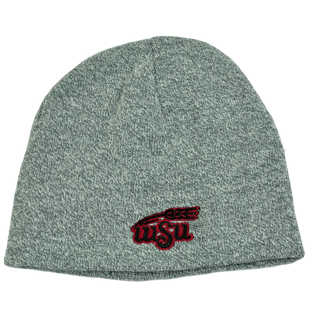 NCAA WSU Wichita State Shockers Heather Grey Cuffless Knit Toque Beanie Skully