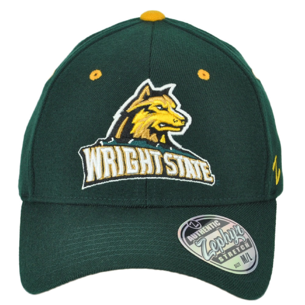 NCAA Zephyr Wright State Raiders Green Flex Fit Stretch ML Hat Cap