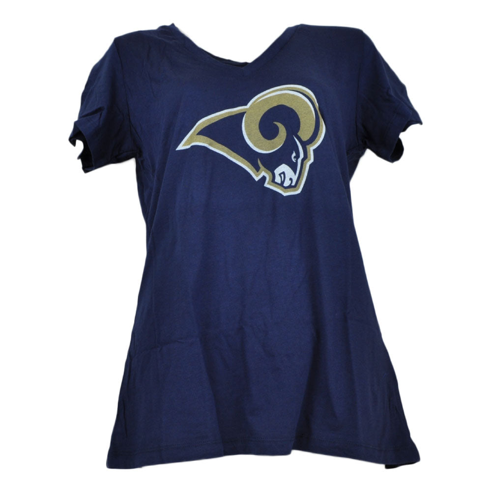 NFL Los Angeles Rams Womens Navy Blue Tshirt Tee Short Sleeve V Neck Football