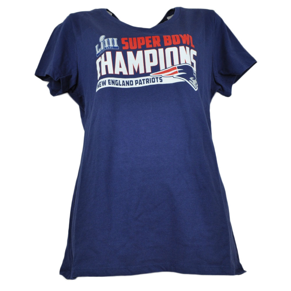 NFL New England Patriots Super Bowl LIII Champions Tshirt Tee Womens Blue