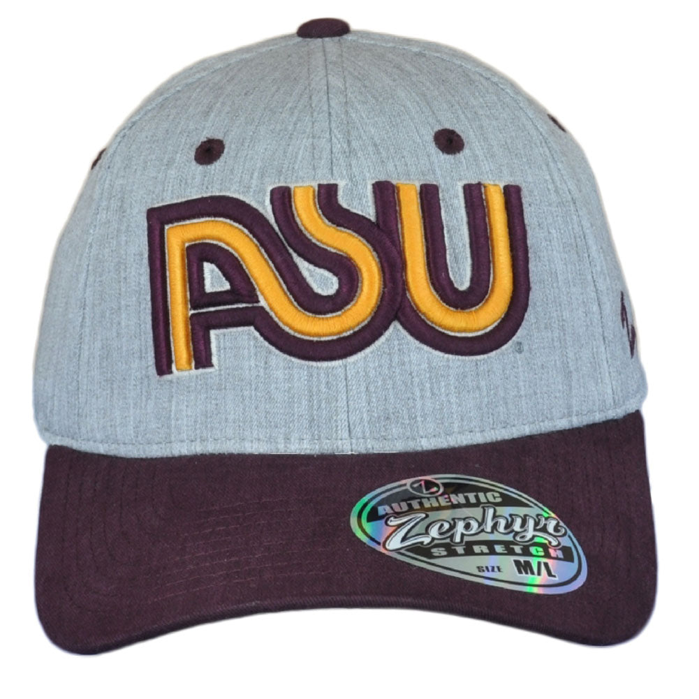 NCAA Zephyr Arizona Sun Devils Two Tone Fitted Stretch Curved Hat Cap