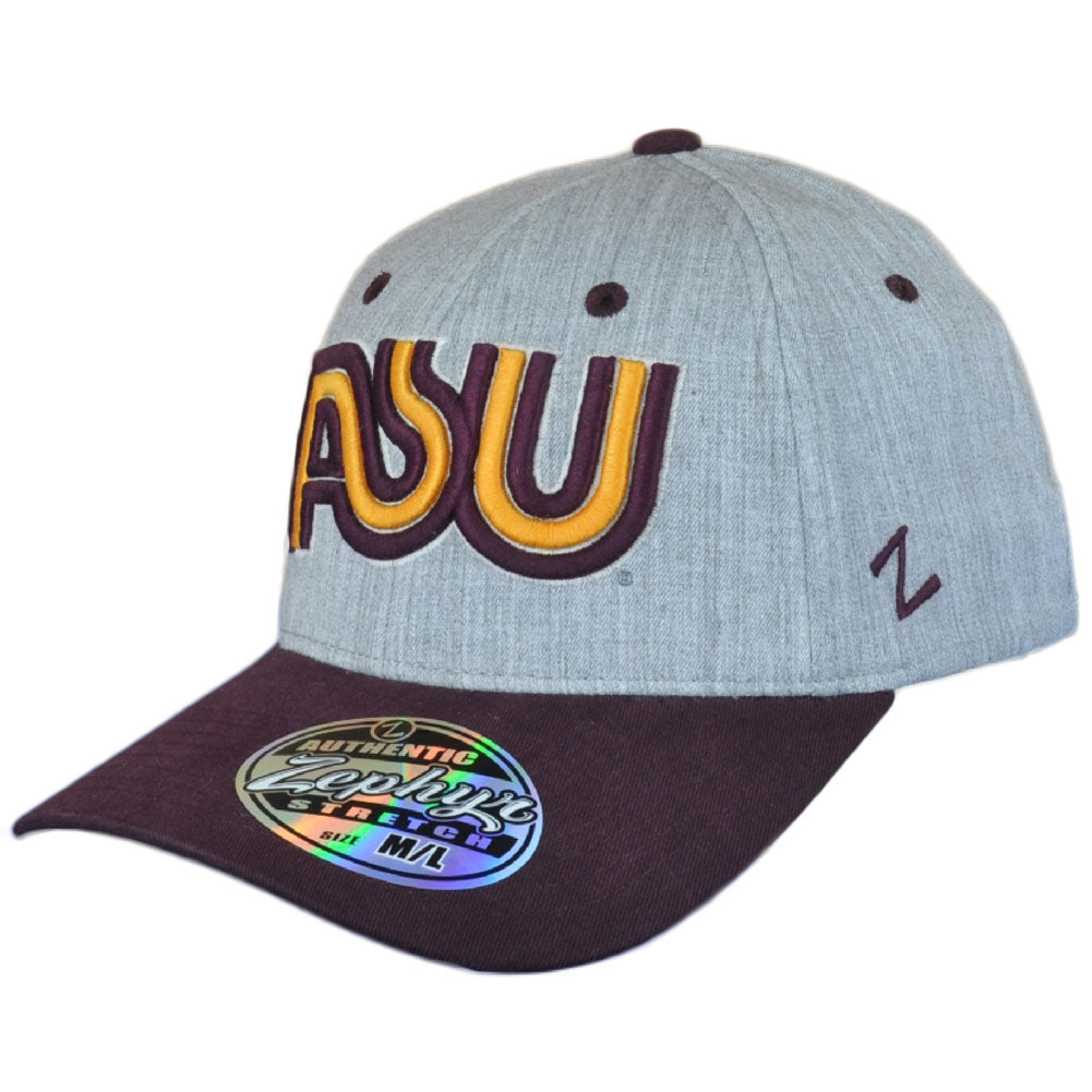 NCAA Zephyr Arizona Sun Devils Two Tone Fitted Stretch Curved Hat Cap