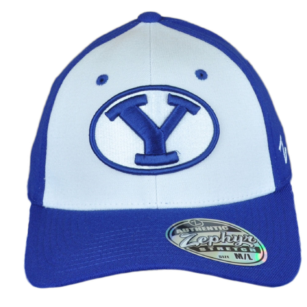 NCAA Zephyr Brigham Young Cougars Two Tone Flex Fit Stretch Larg Hat Cap