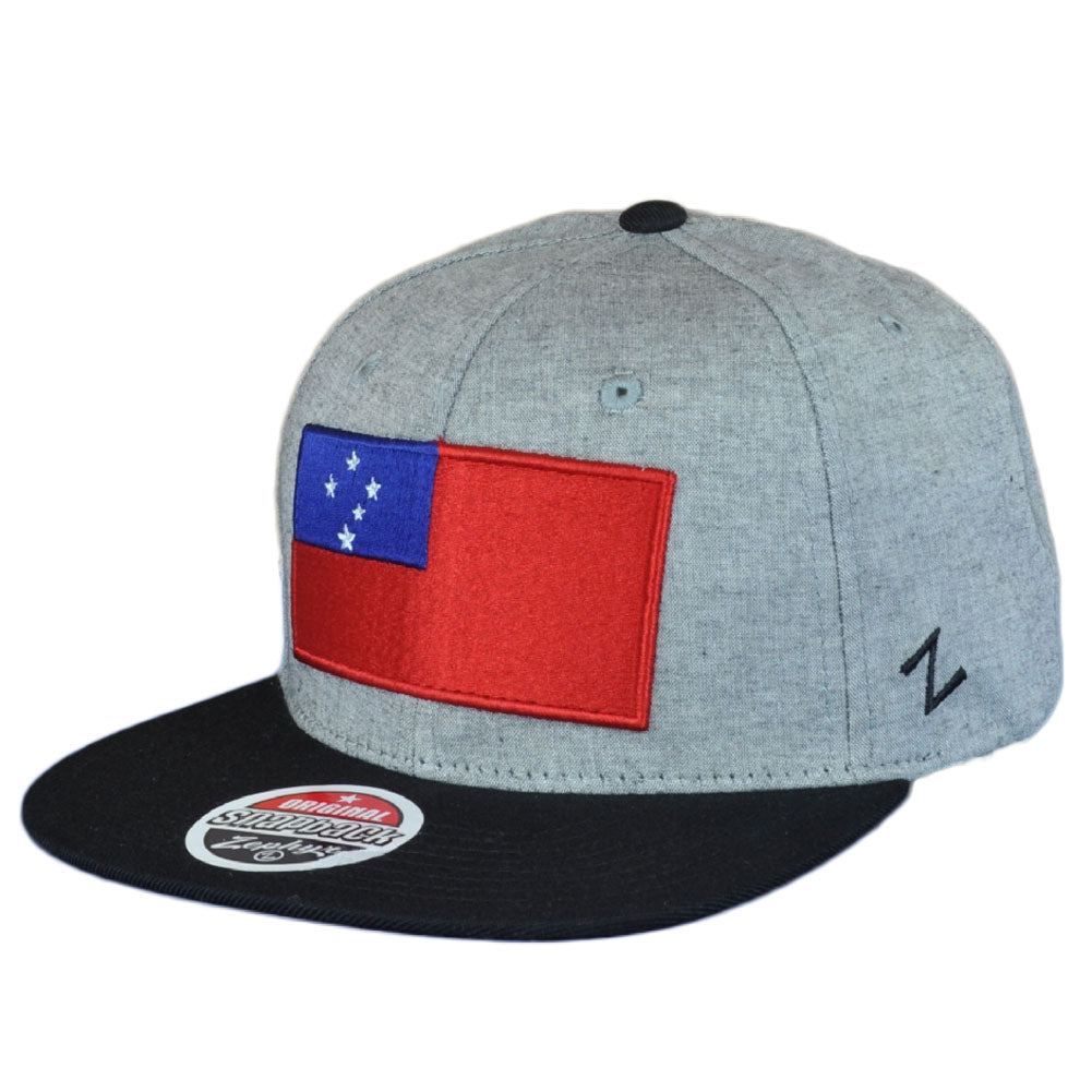 Zephyr Samoa Island Country Gray Black Flat Bill Snapback Adjustable Hat Cap