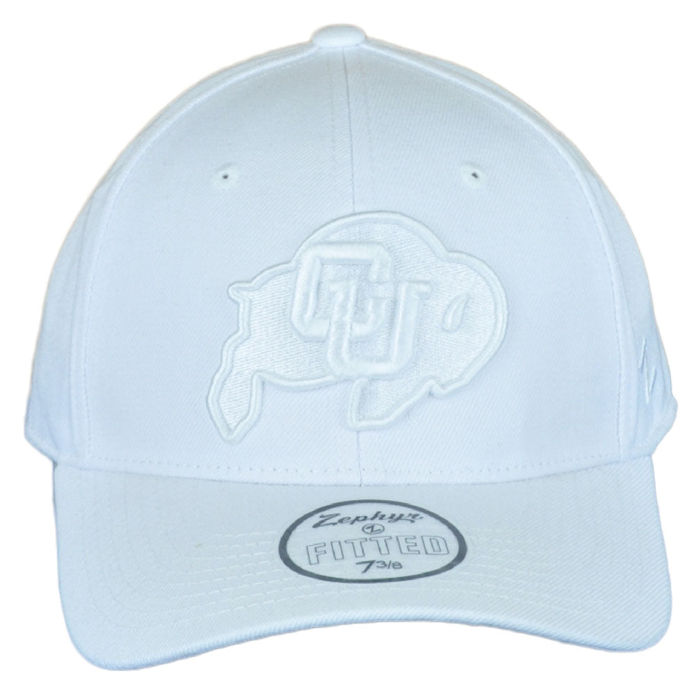 NCAA Zephyr Colorado Buffaloes White Adult Men Flat Bill Fitted Size Hat Cap