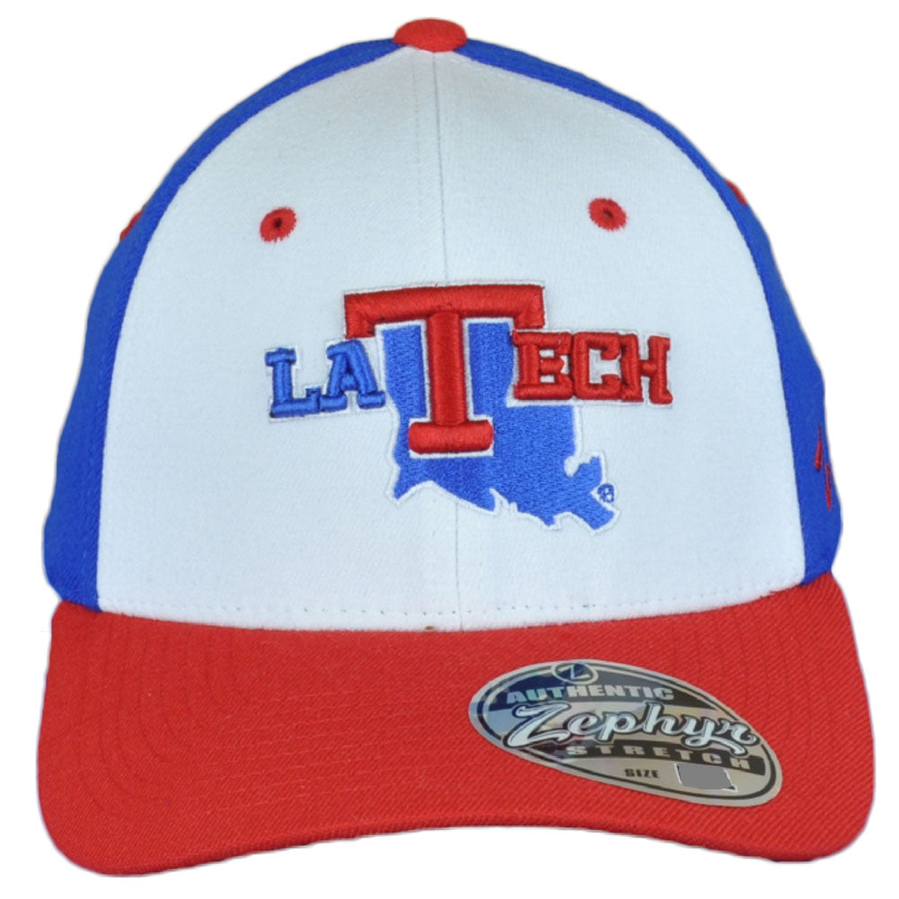 NCAA Zephyr Louisiana Tech Bulldogs Flex Fit Stretch M/L Hat Cap