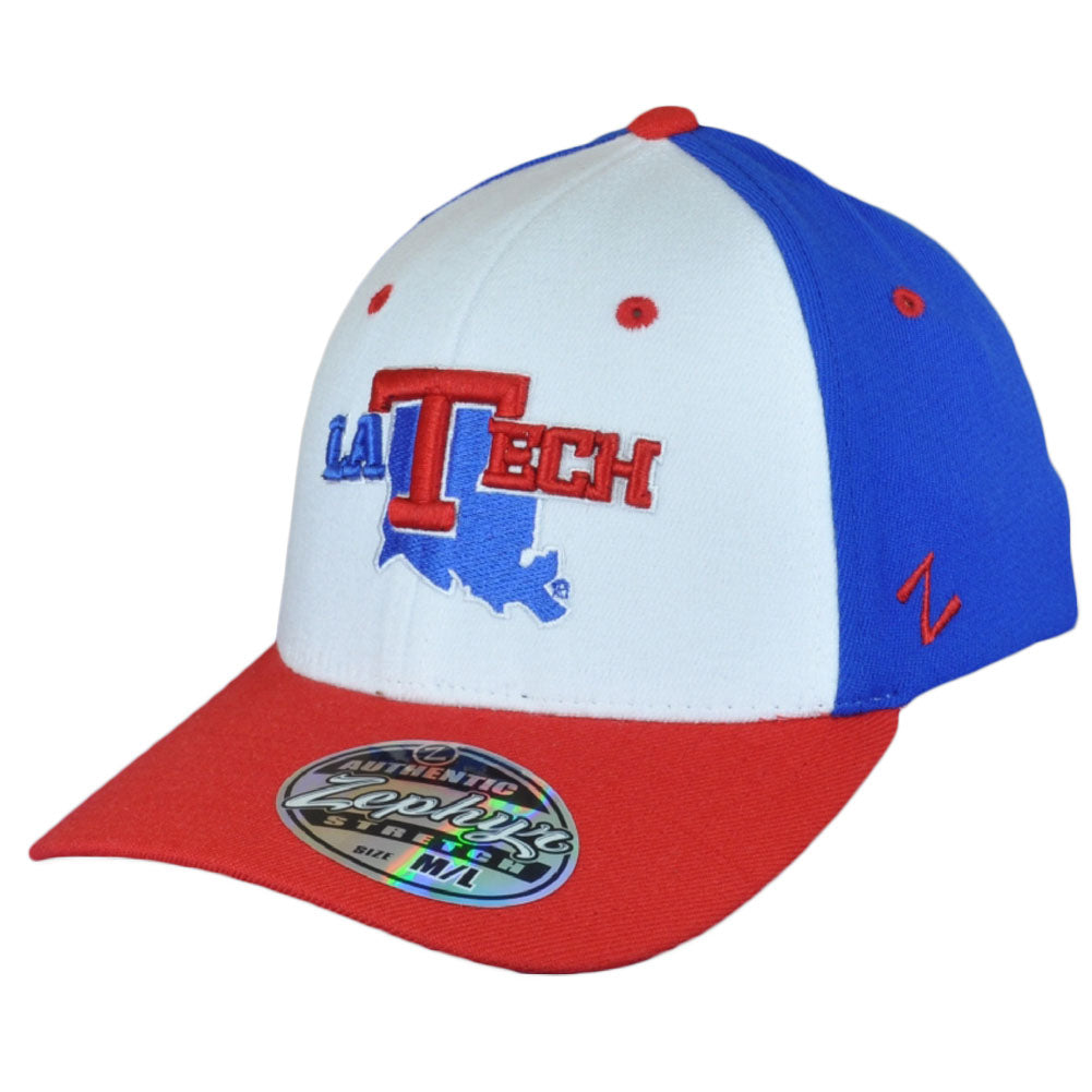 NCAA Zephyr Louisiana Tech Bulldogs Flex Fit Stretch M/L Hat Cap