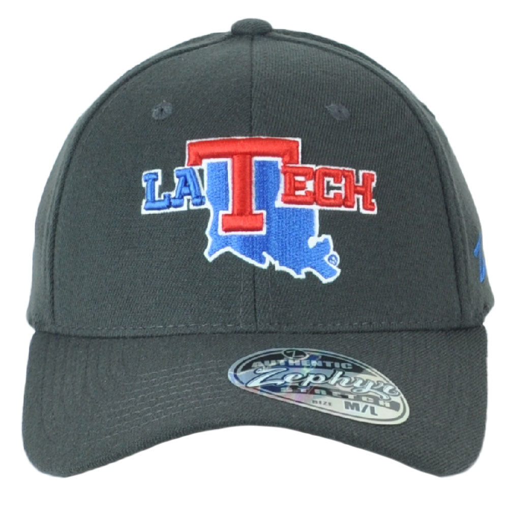 NCAA Zephyr LA Louisiana Tech Bulldogs Flex Fit Stretch Gray Hat Cap